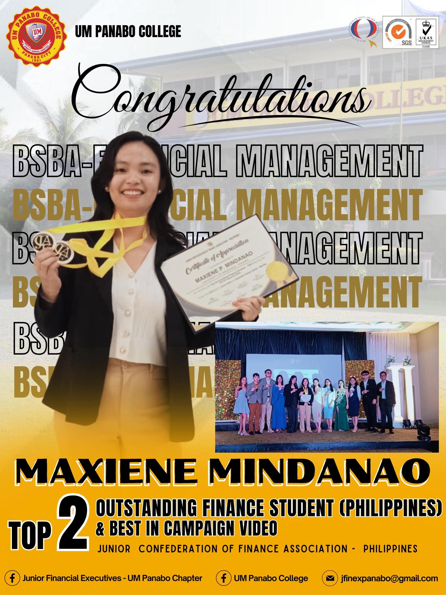 Congratulations to Maxiene Mindanao